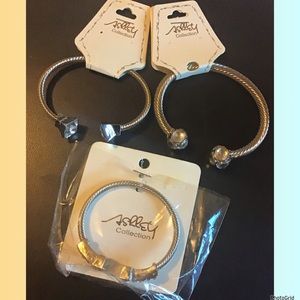Ashley Collection lot of 3 silver bangle bracelets NWT